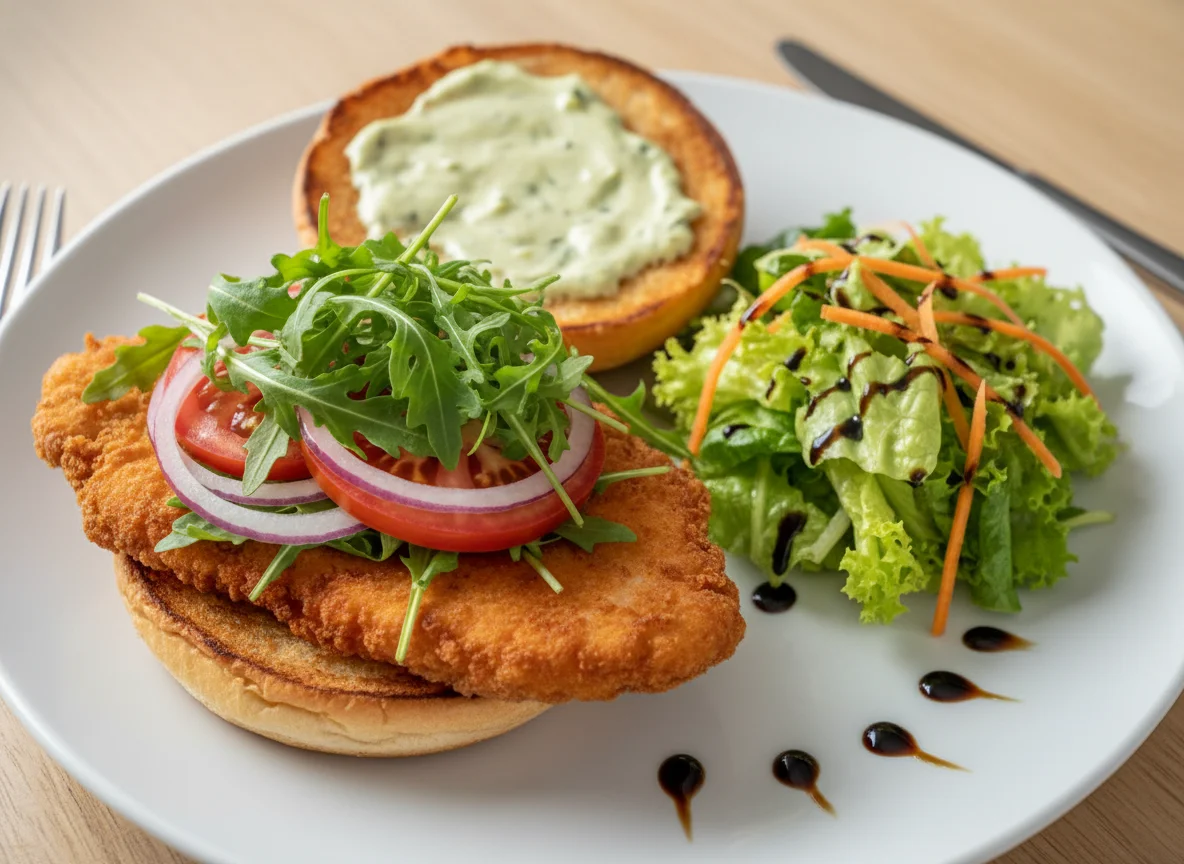 Hähnchenburger mit Salat photo