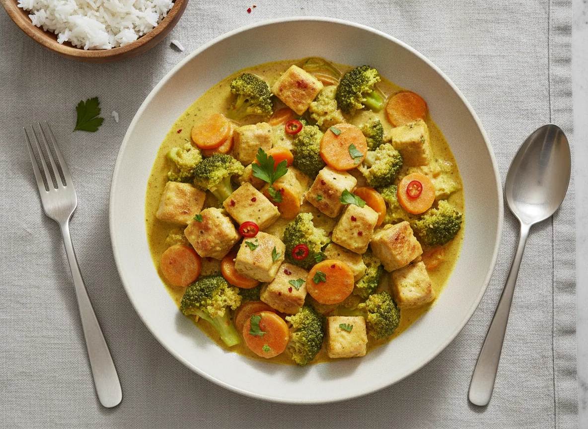 Hähnchen-Curry mit Brokkoli und Karotten photo