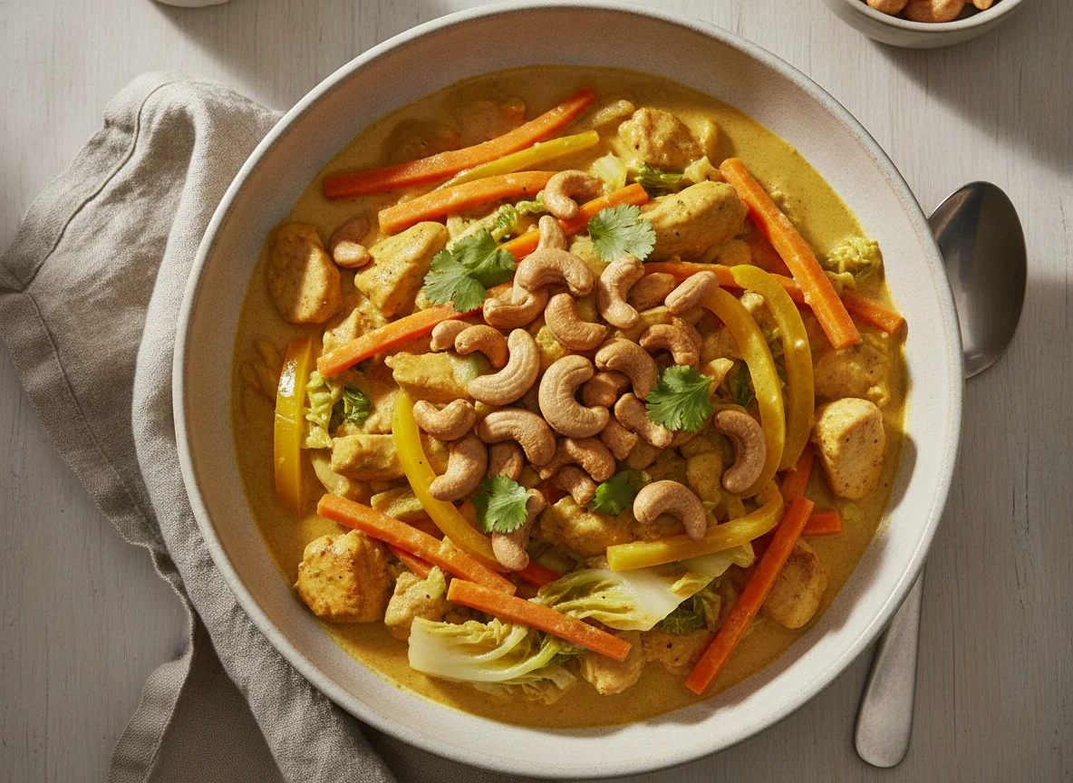 Hähnchen-Curry mit Gemüse und Cashewkernen photo