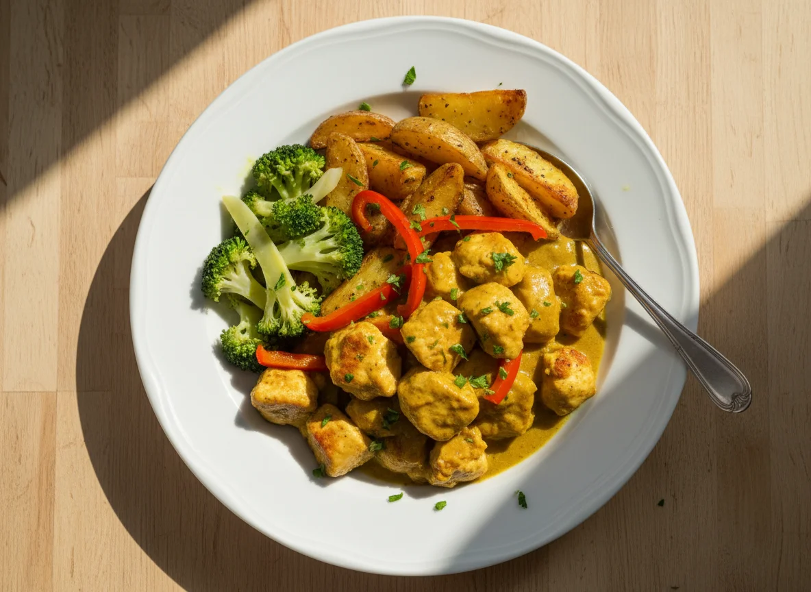 Hähnchen-Curry mit Kartoffeln und Gemüse photo
