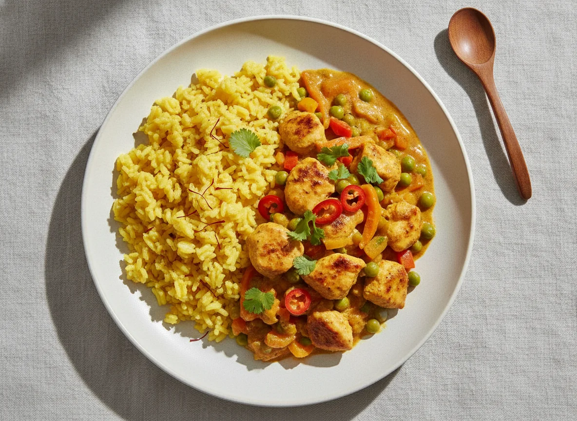 Hähnchen-Curry mit Safranreis photo