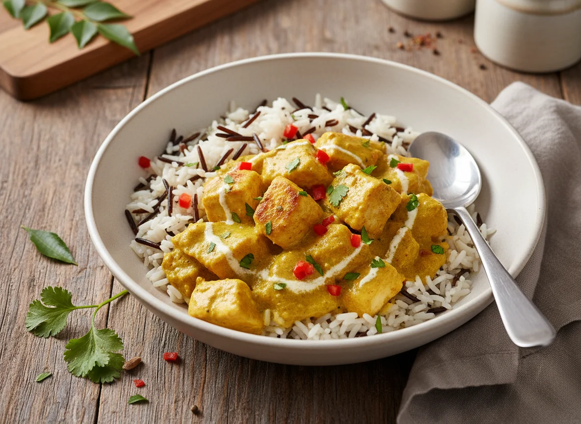 Hähnchen-Curry mit Wildreis photo