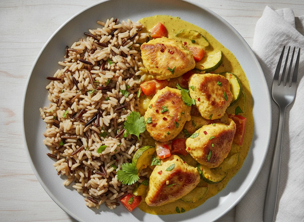 Hähnchen-Curry mit Wildreis-Mischung photo