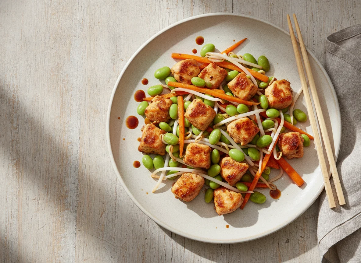 Hähnchen-Edamame-Pfanne photo