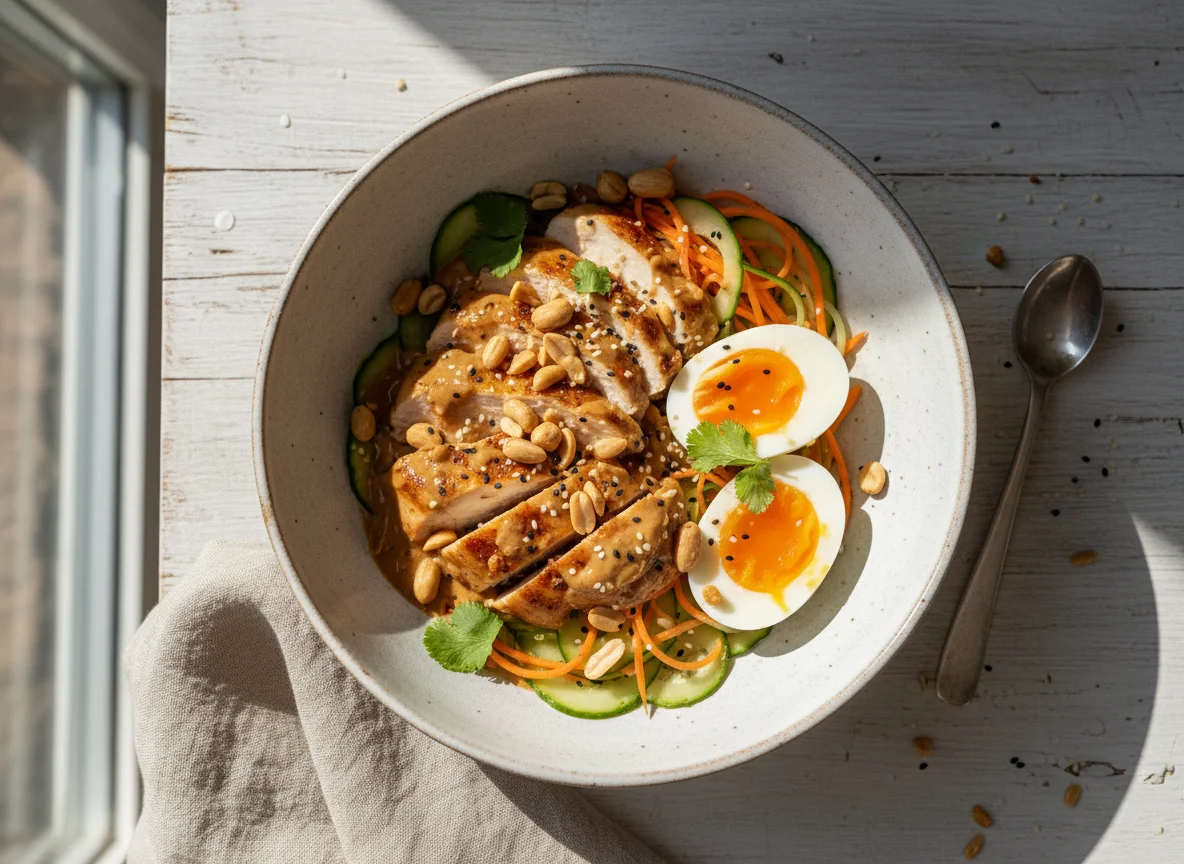 Hähnchen-Erdnuss-Bowl photo