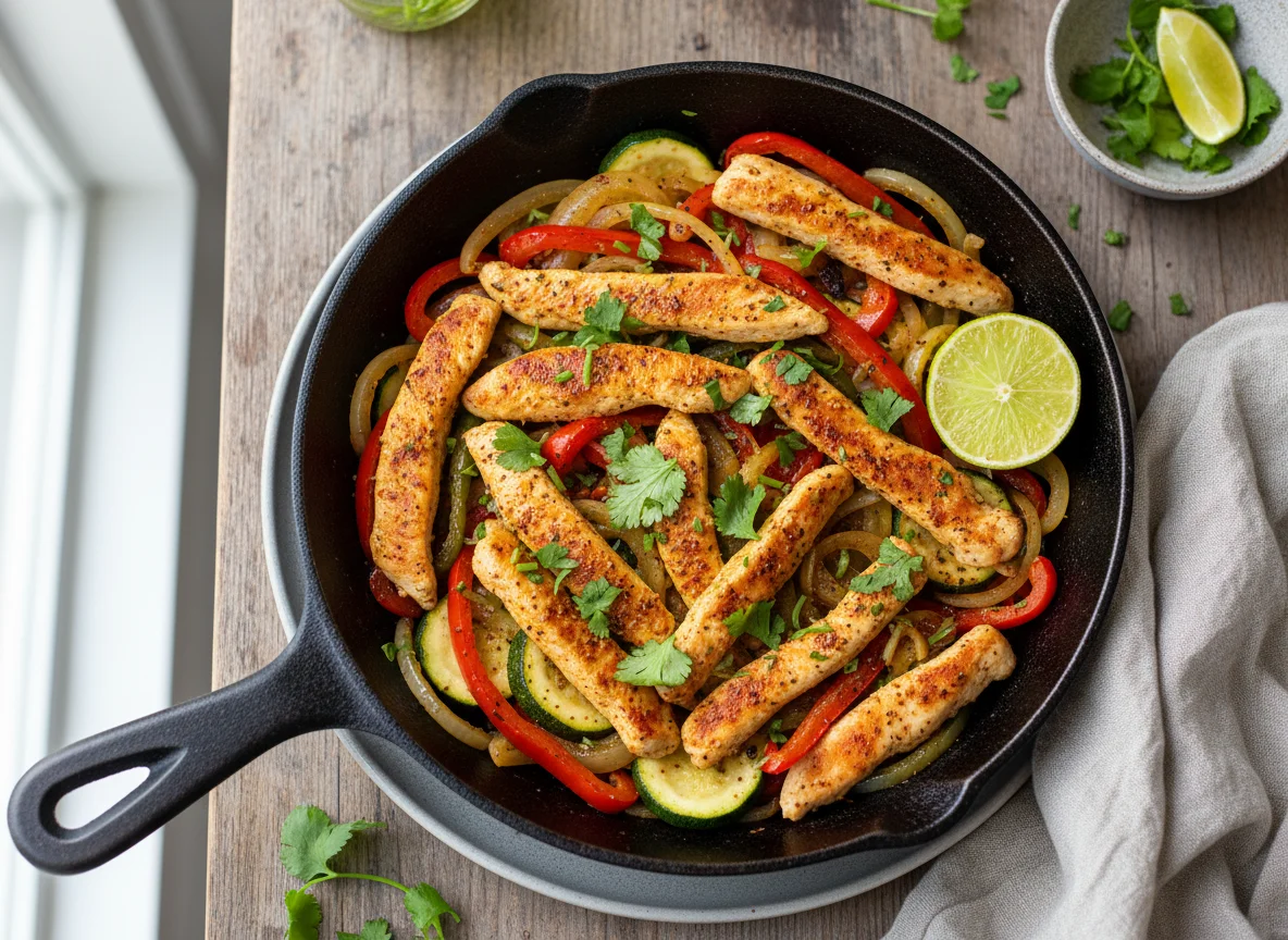 Hähnchen-Fajita-Pfanne mit Gemüse photo