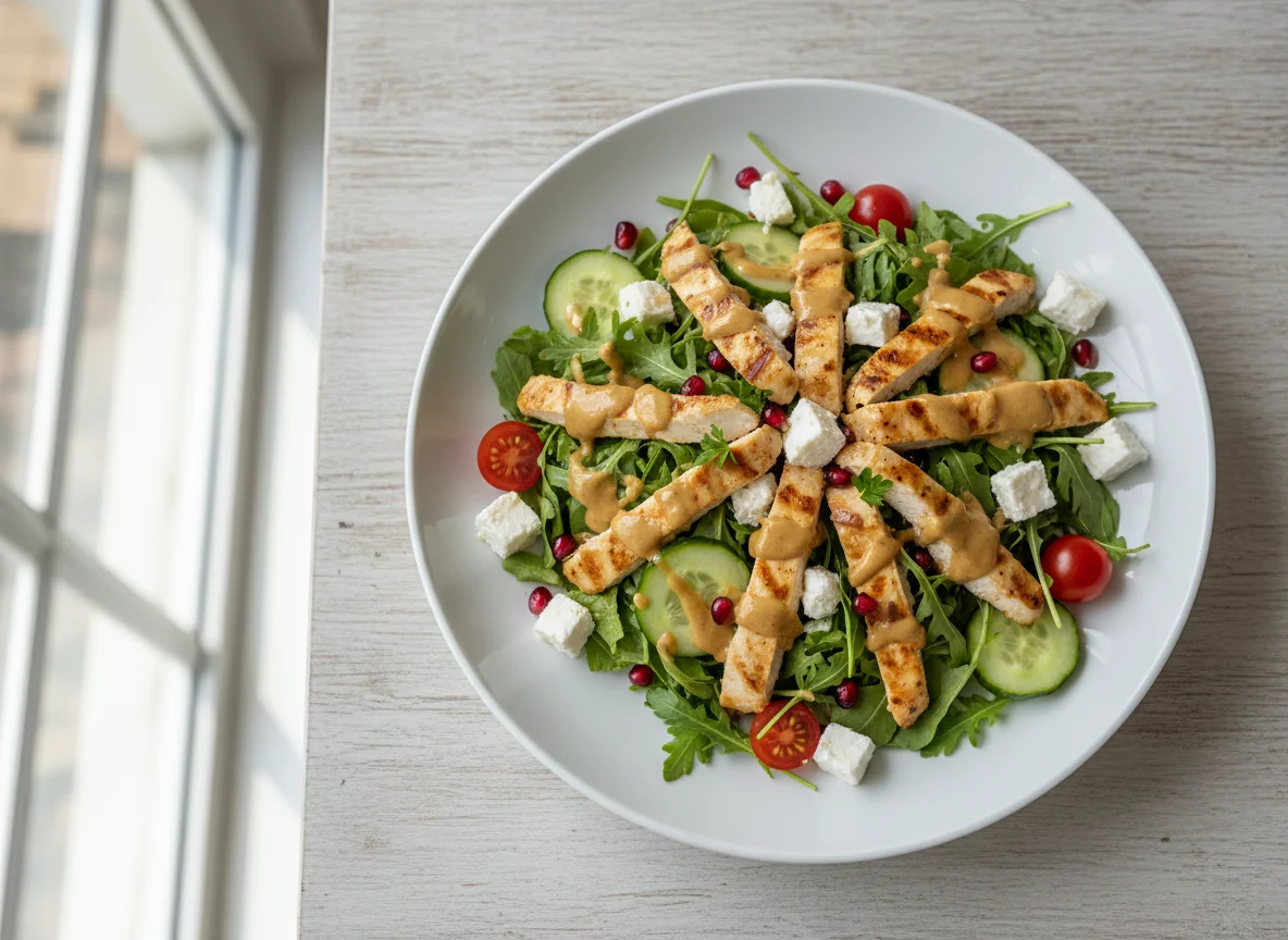 Hähnchen-Feta-Salat mit Granatapfel photo