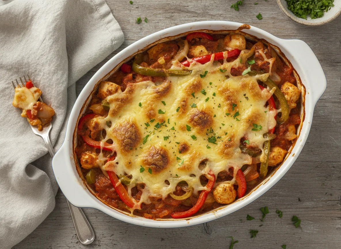 Hähnchen-Gemüse-Auflauf mit Käse photo