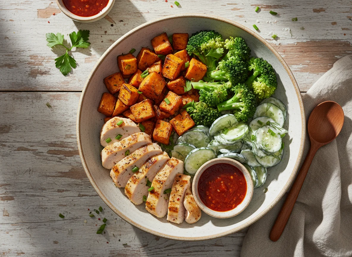 Hähnchen-Gemüse-Bowl photo