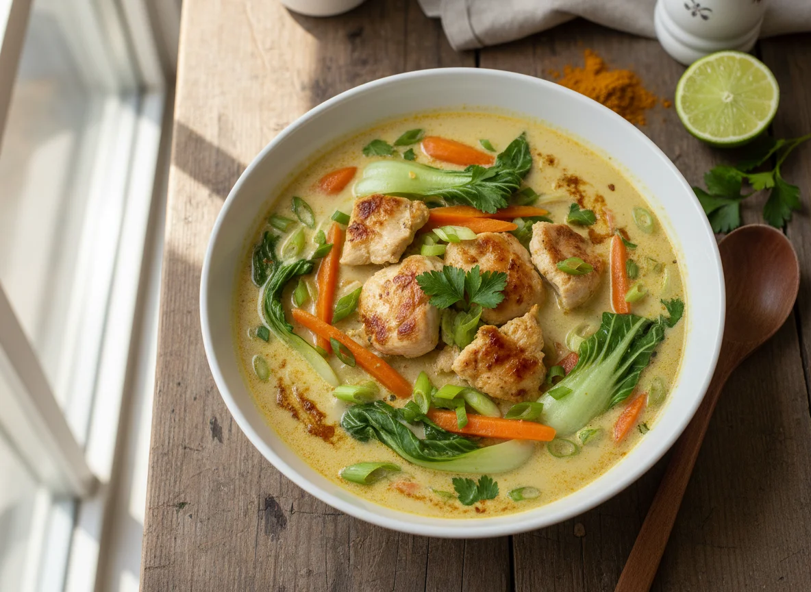 Hähnchen-Gemüse-Curry-Suppe photo