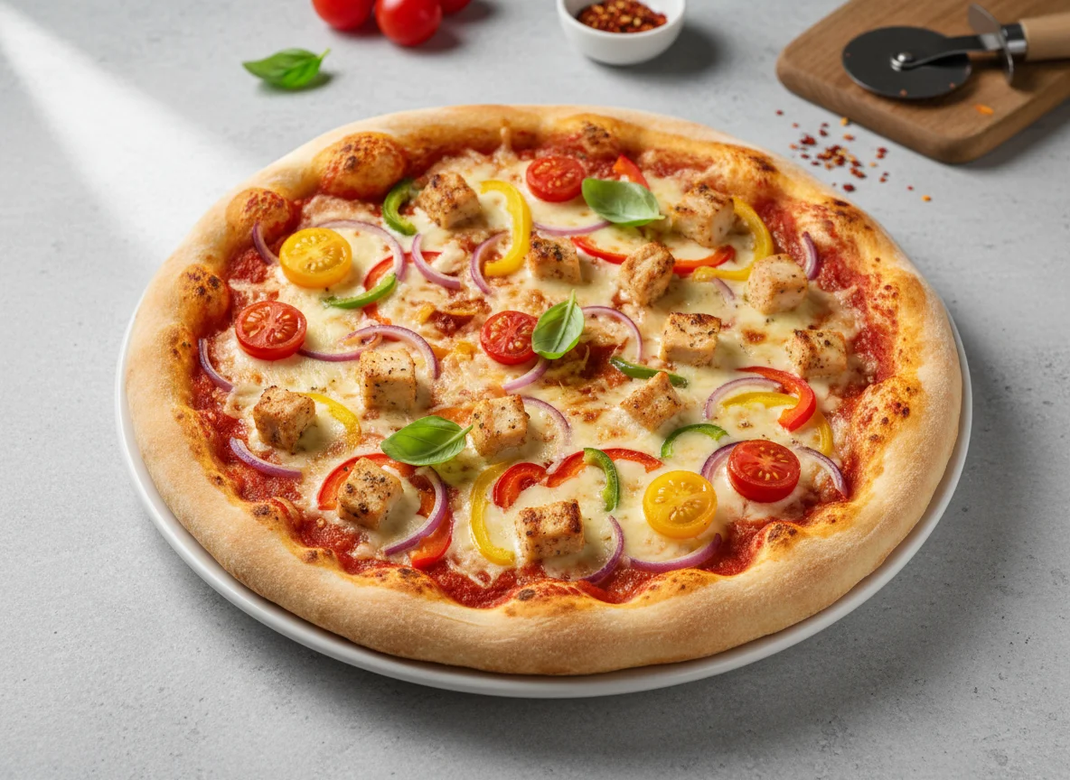Hähnchen-Gemüse-Pizza photo