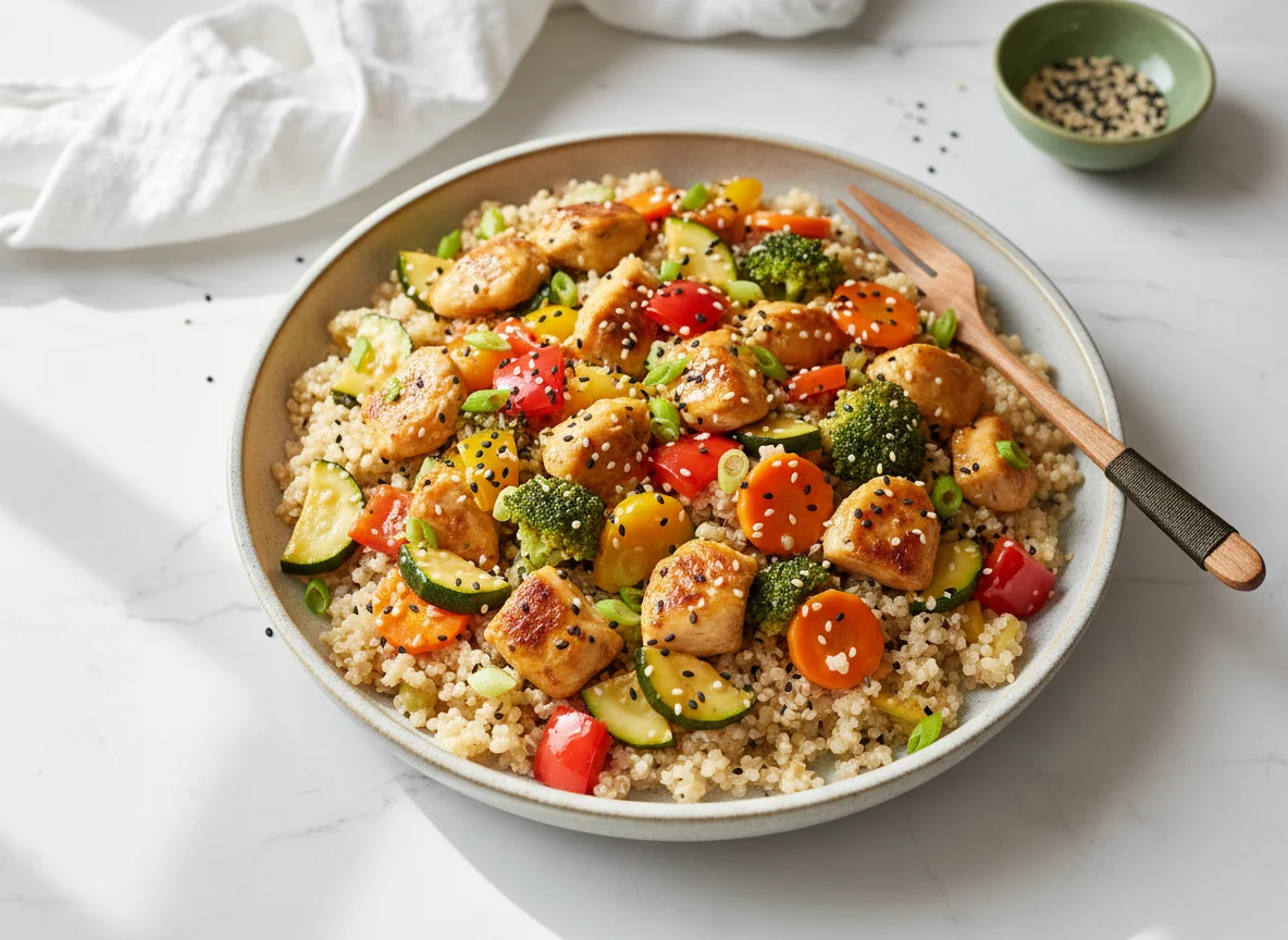 Hähnchen-Gemüse-Quinoa-Pfanne photo