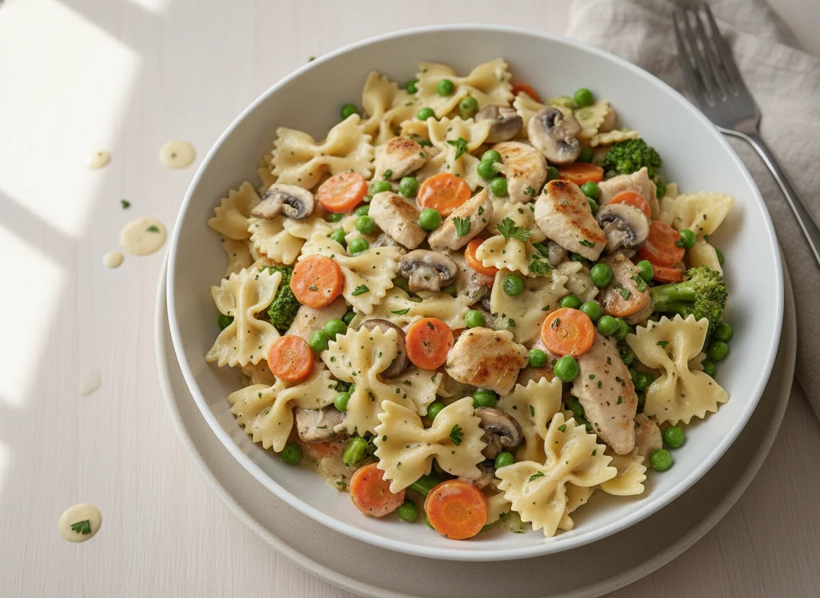 Hähnchen-Gemüse-Ragout mit Farfalle photo