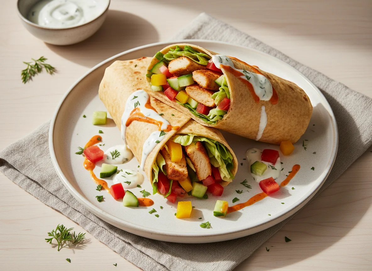 Hähnchen-Gemüse-Wrap photo