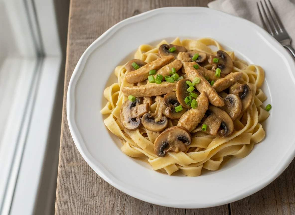 Hähnchen-Geschnetzeltes mit Bandnudeln photo