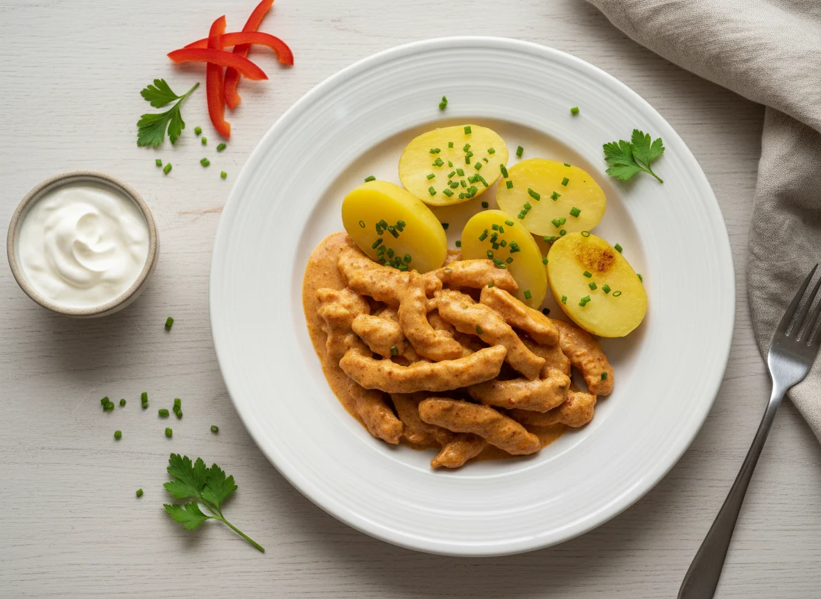 Hähnchengeschnetzeltes mit Kartoffel photo