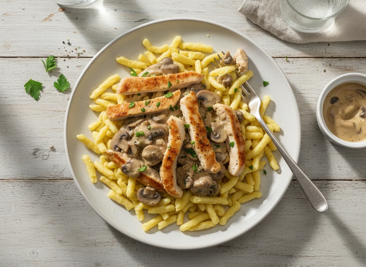 Hähnchengeschnetzeltes mit Spätzle photo