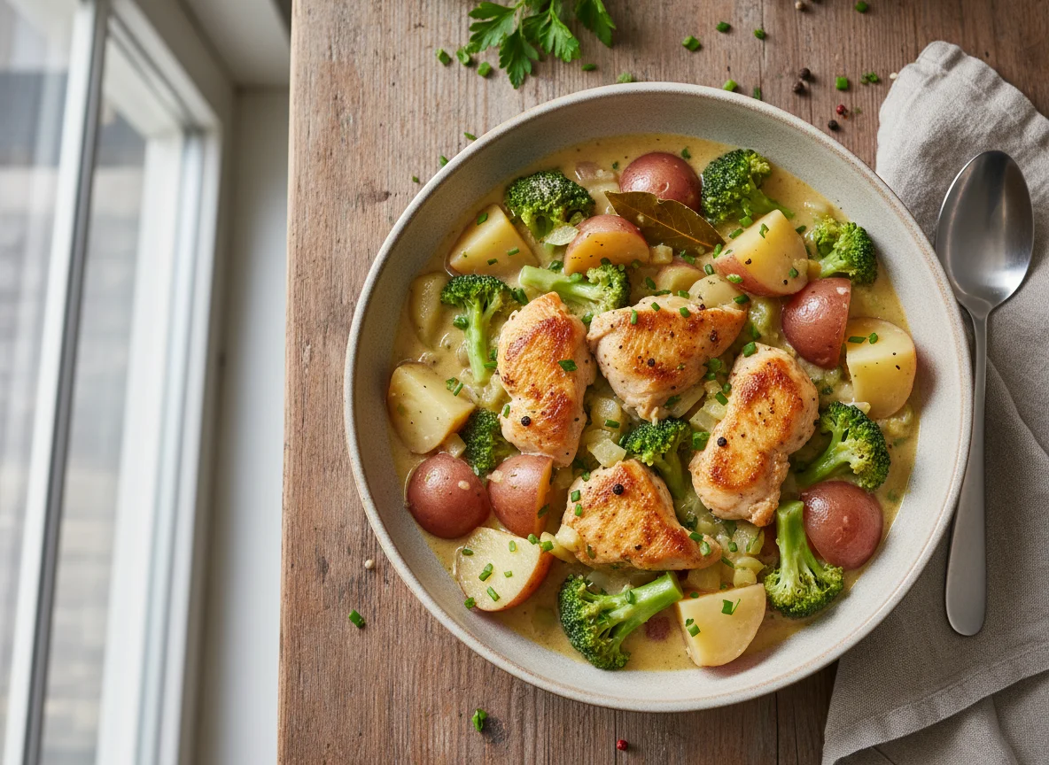 Hähnchen-Kartoffel-Brokkoli-Eintopf photo