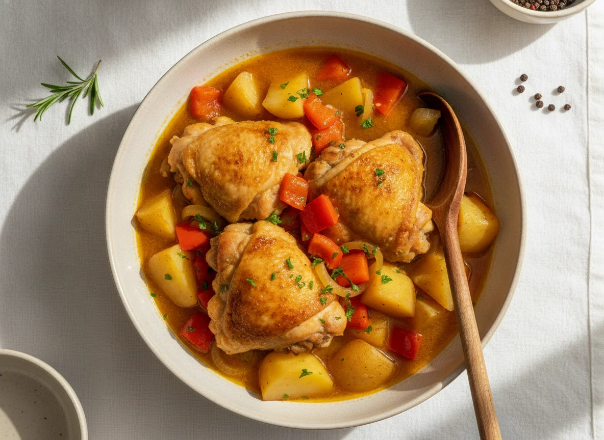 Hähnchen-Kartoffel-Eintopf mit Paprika photo