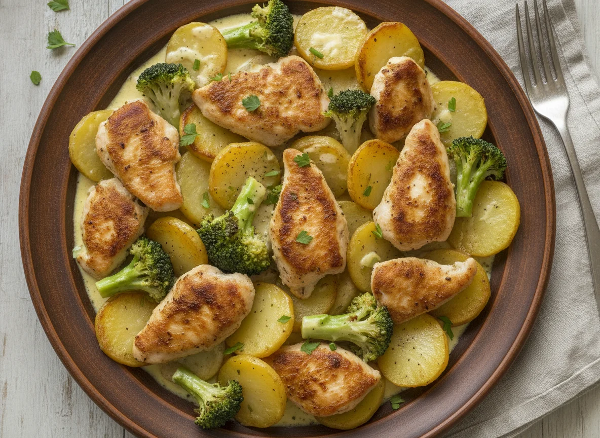 Hähnchen-Kartoffel-Pfanne mit Brokkoli photo