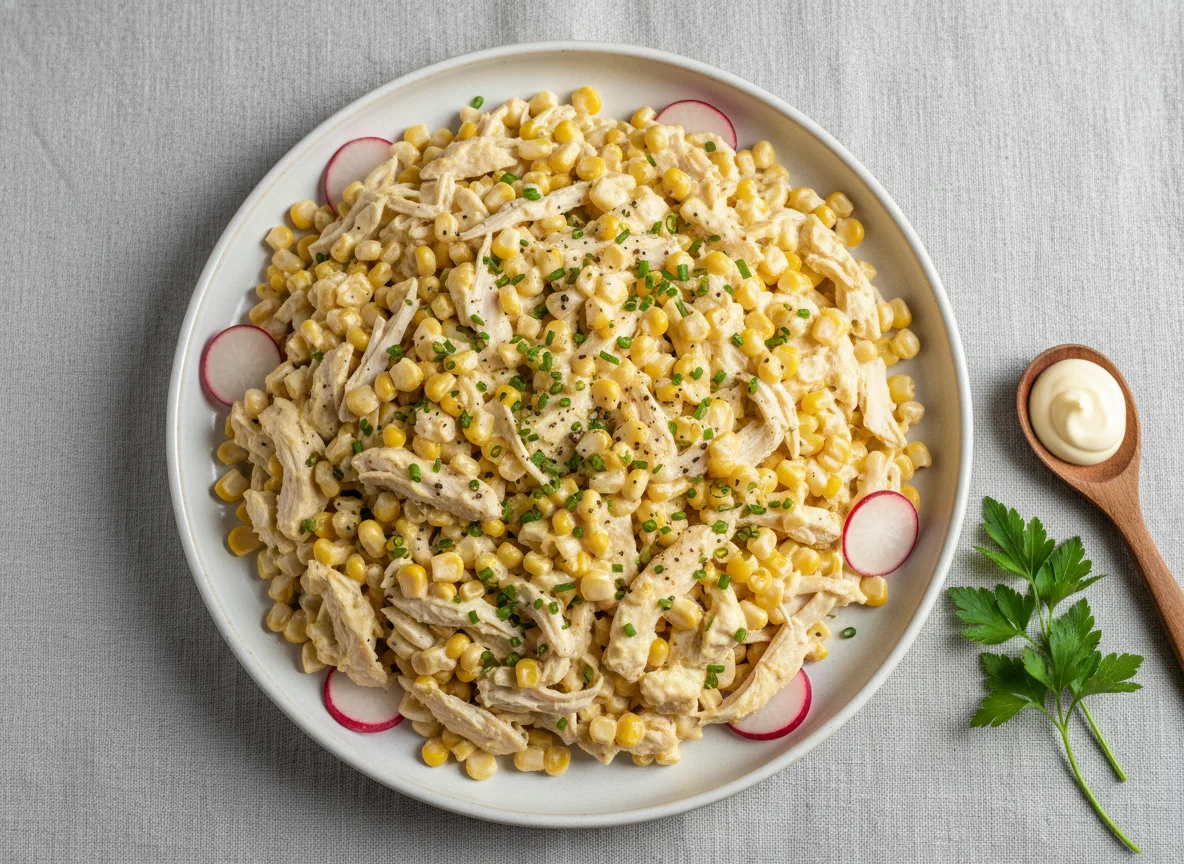 Hähnchen-Mais-Salat mit Mayonnaise photo