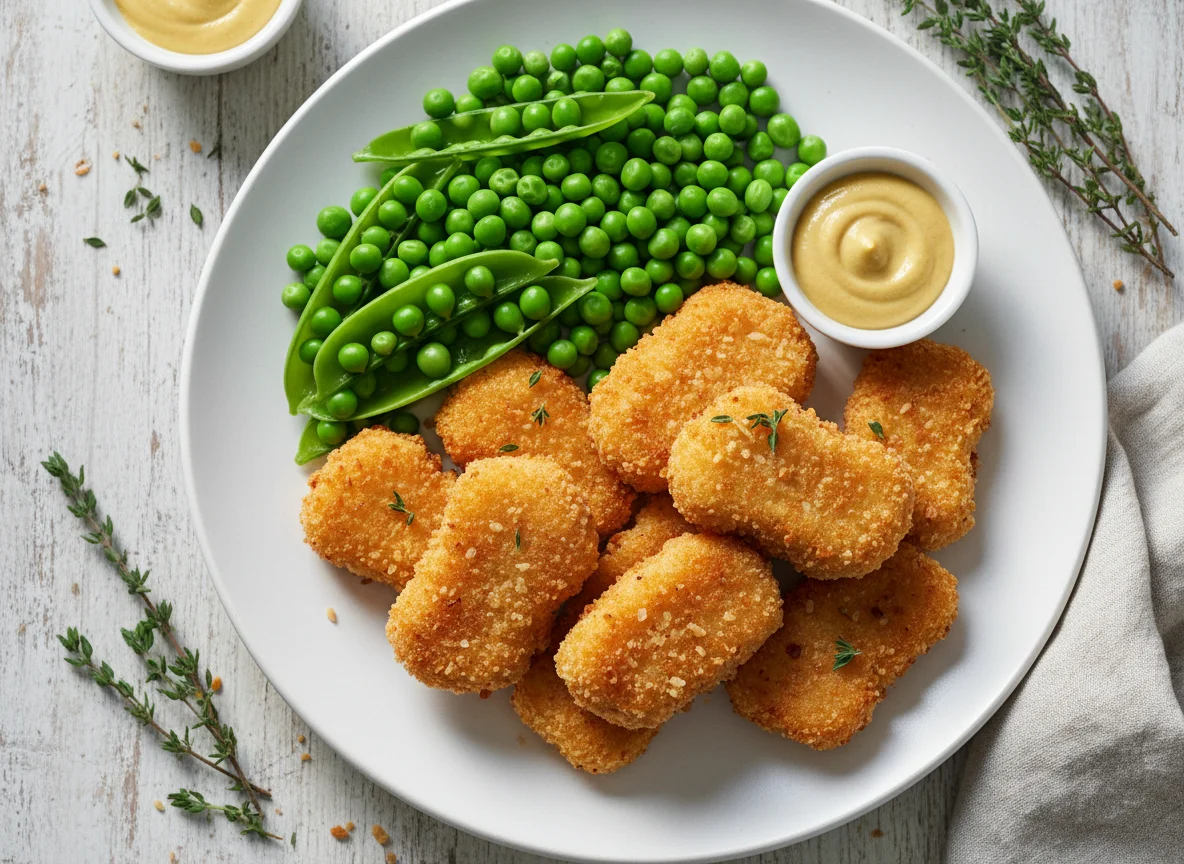 Hähnchen-Nuggets mit Erbsen photo