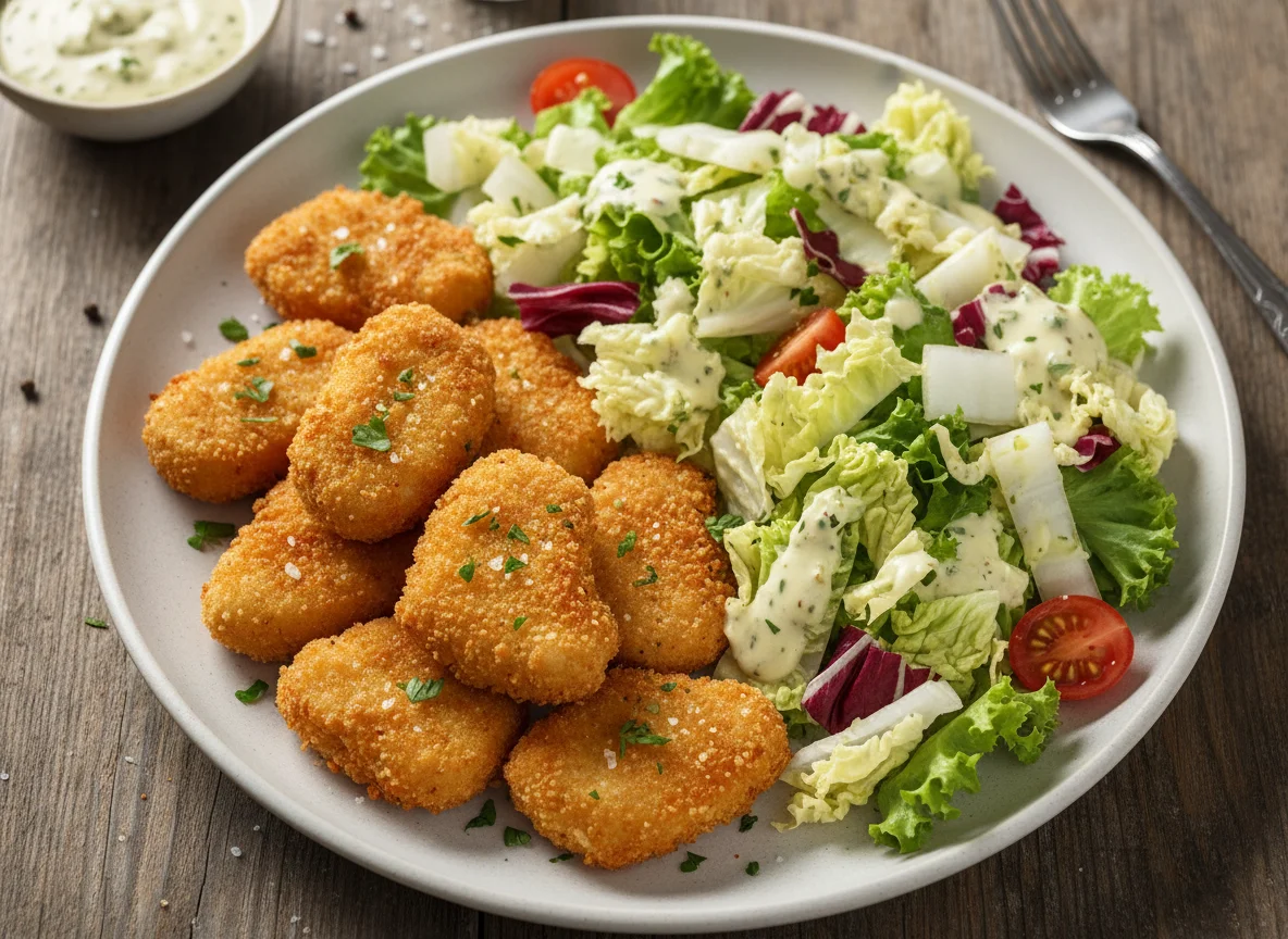 Hähnchen-Nuggets mit Salat photo