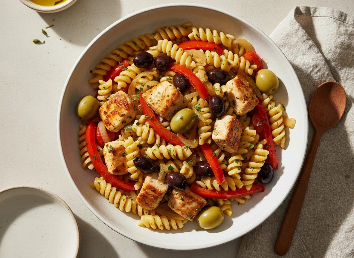 Hähnchen-Oliven-Pasta photo