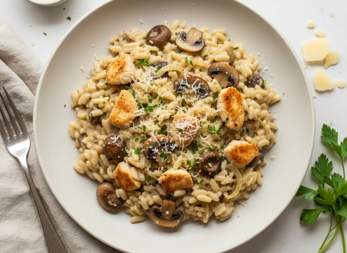 Hähnchen-Pilz-Risotto photo