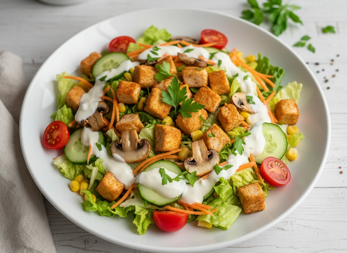 Hähnchen-Pilz-Salat mit Joghurtdressing photo