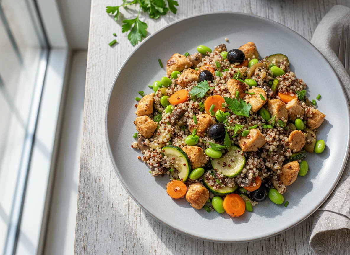 Hähnchen-Quinoa-Pfanne mit Gemüse photo