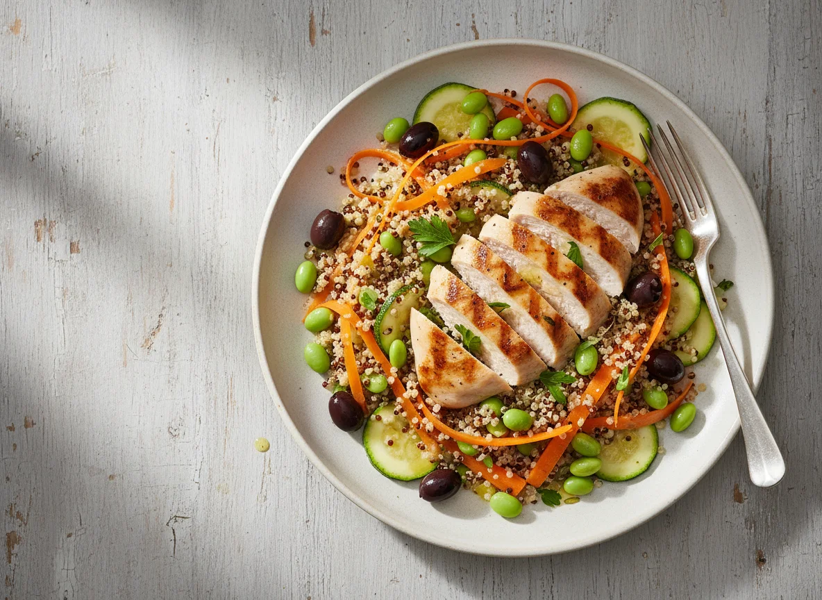 Hähnchen-Quinoa-Salat mit Gemüse photo