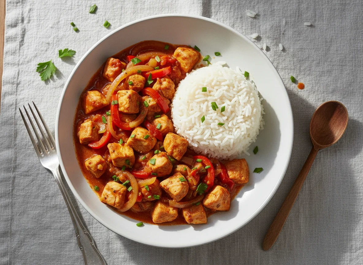 Hähnchenragout mit Reis photo