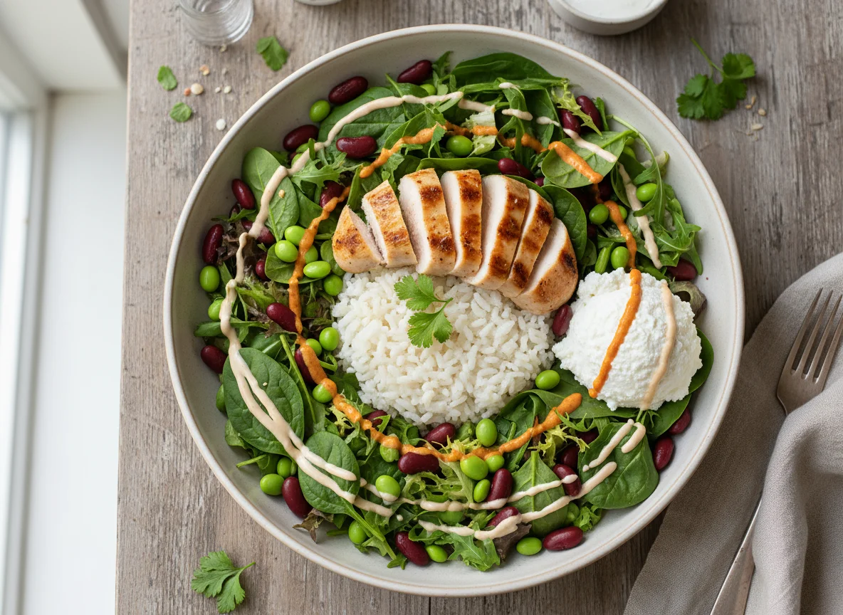 Hähnchen-Reis-Salat-Schüssel photo