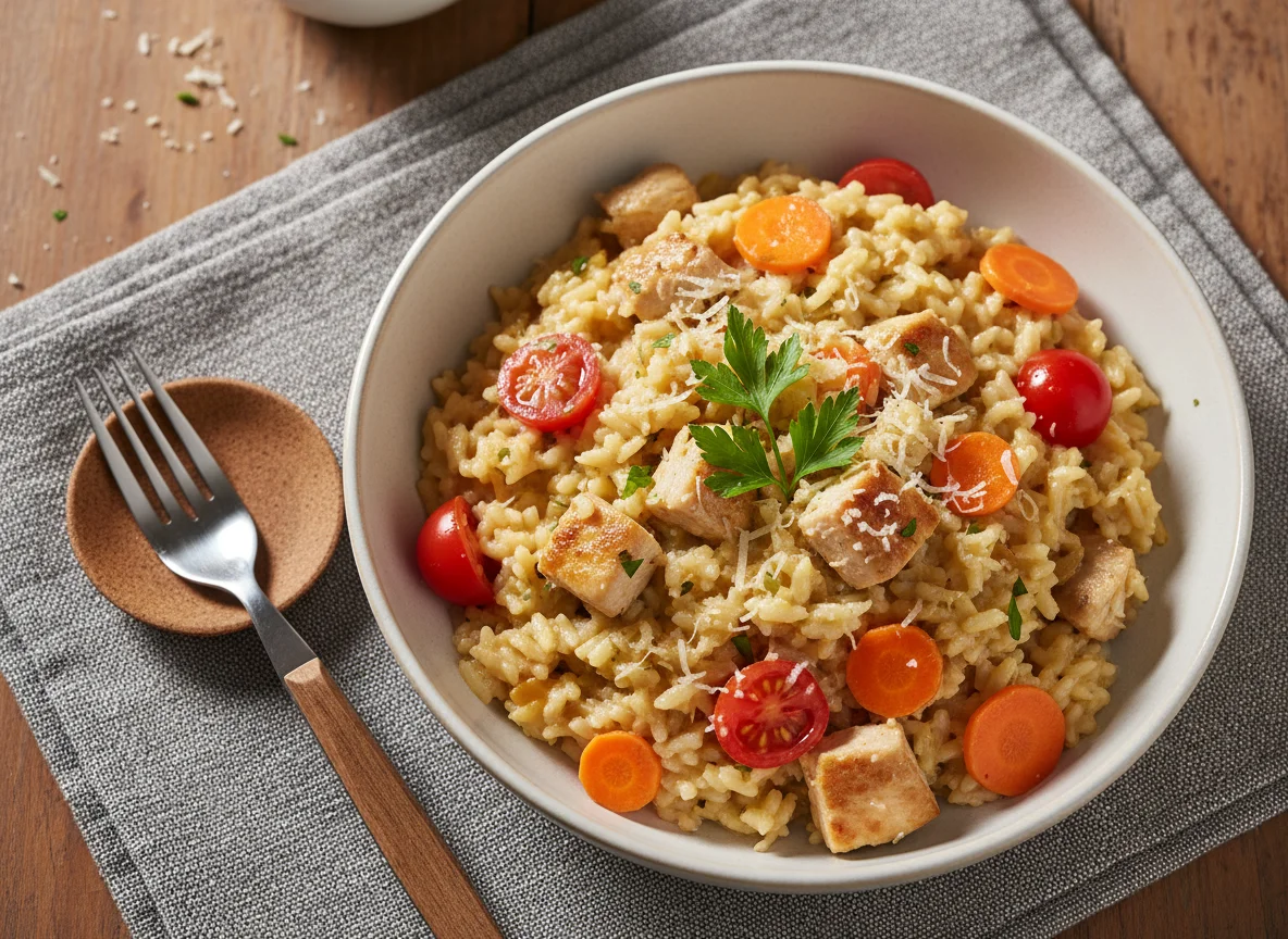 Hähnchen-Risotto mit Gemüse photo