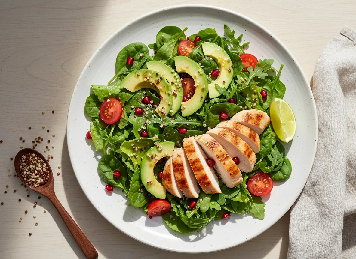 Hähnchensalat mit Avocado und Granatapfel photo