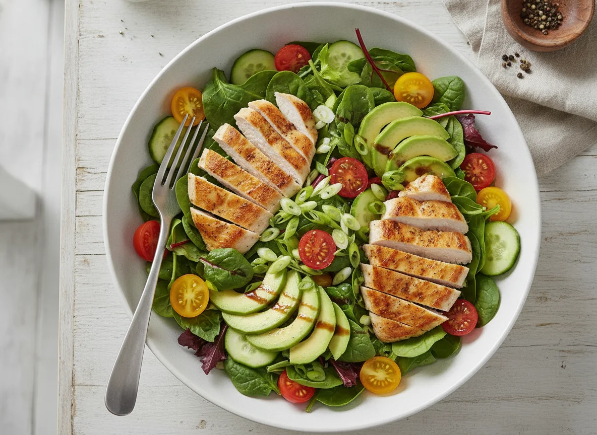 Hähnchen-Salat mit Avocado und Tomaten photo