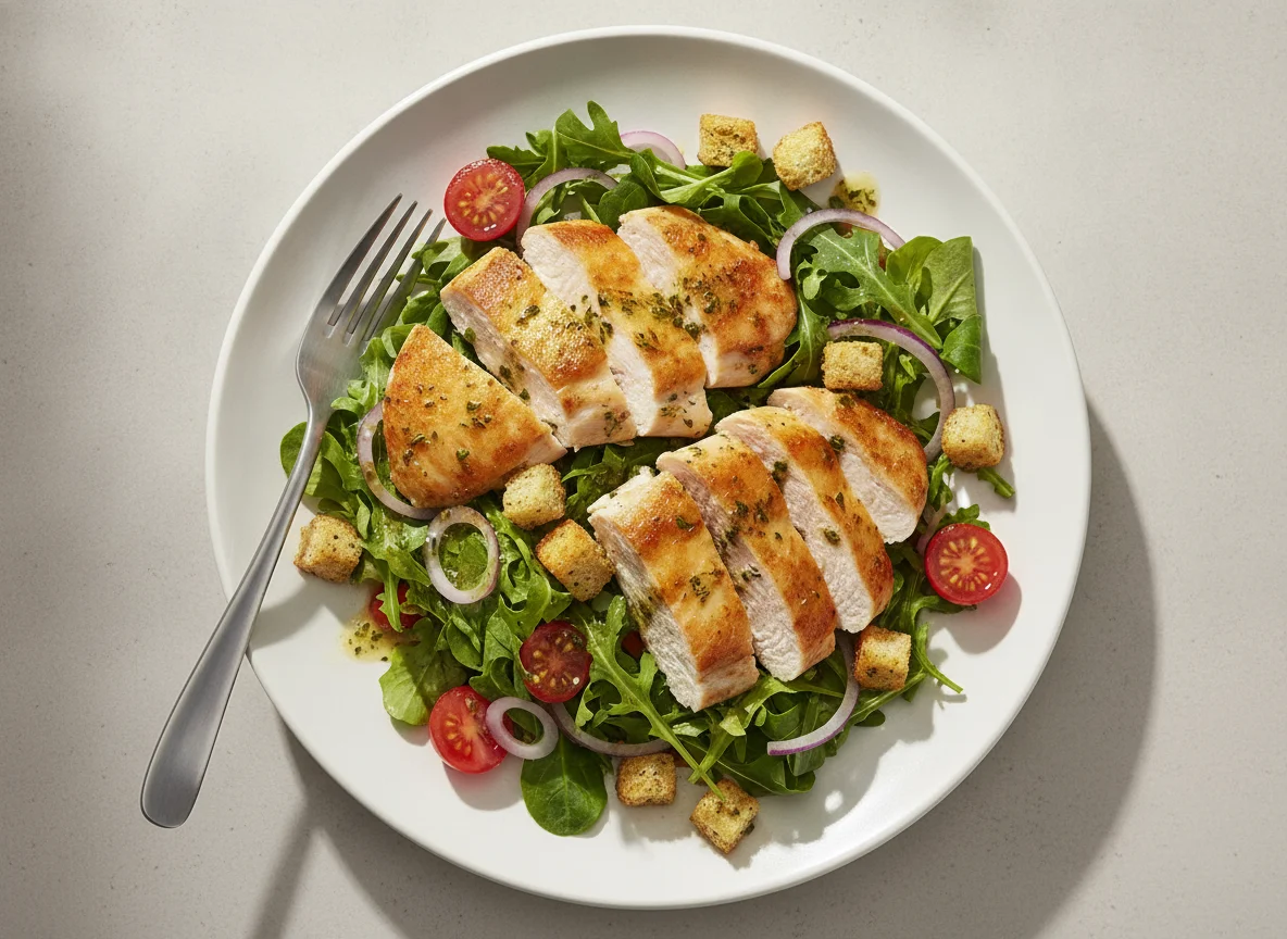 Hähnchen-Salat mit Croutons photo