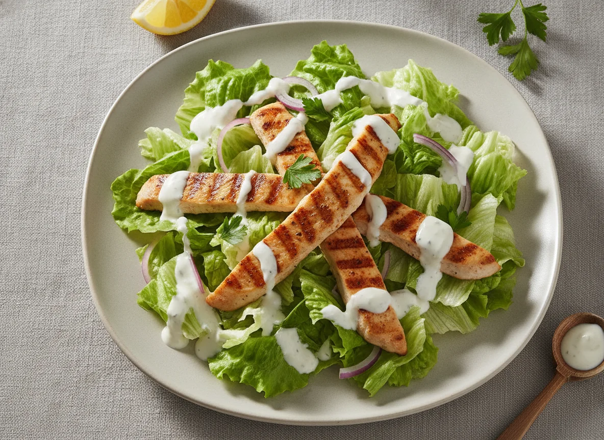 Hähnchen-Salat mit Dressing photo