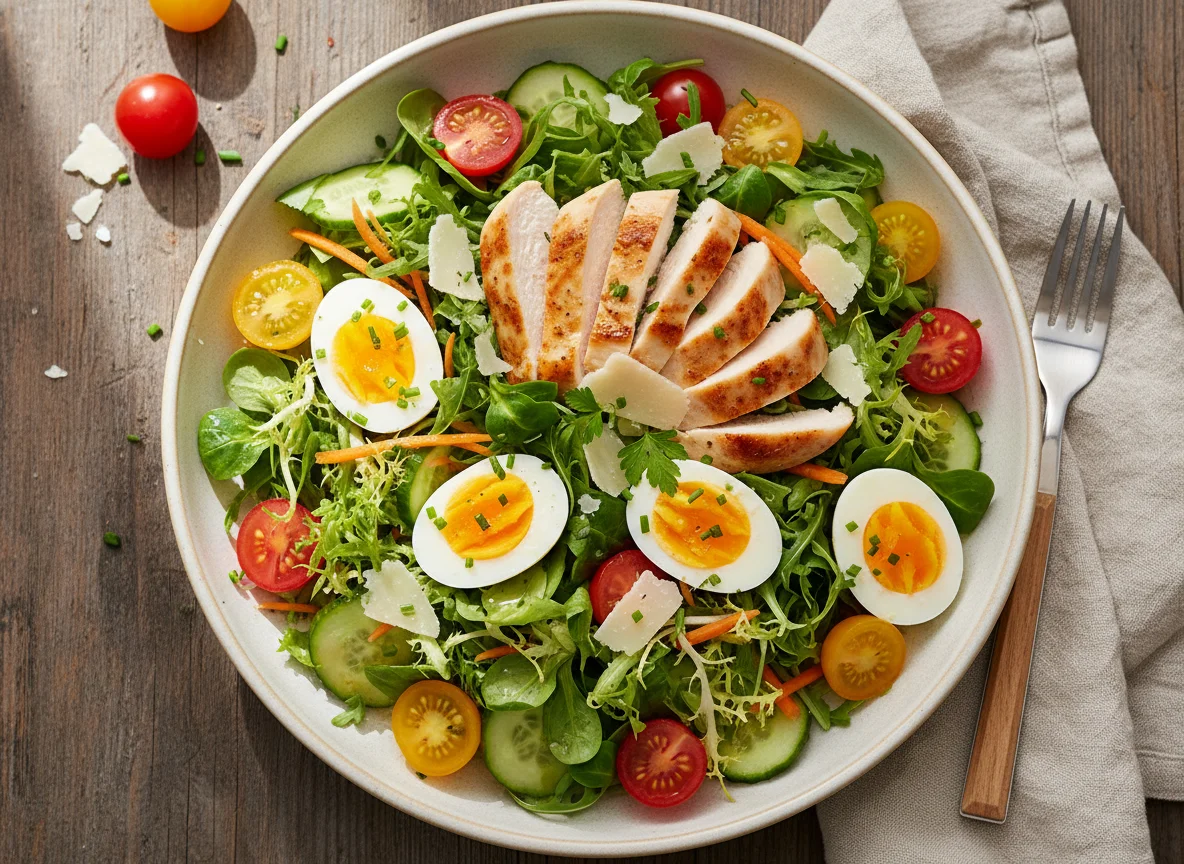 Hähnchensalat mit Ei und Parmesan photo