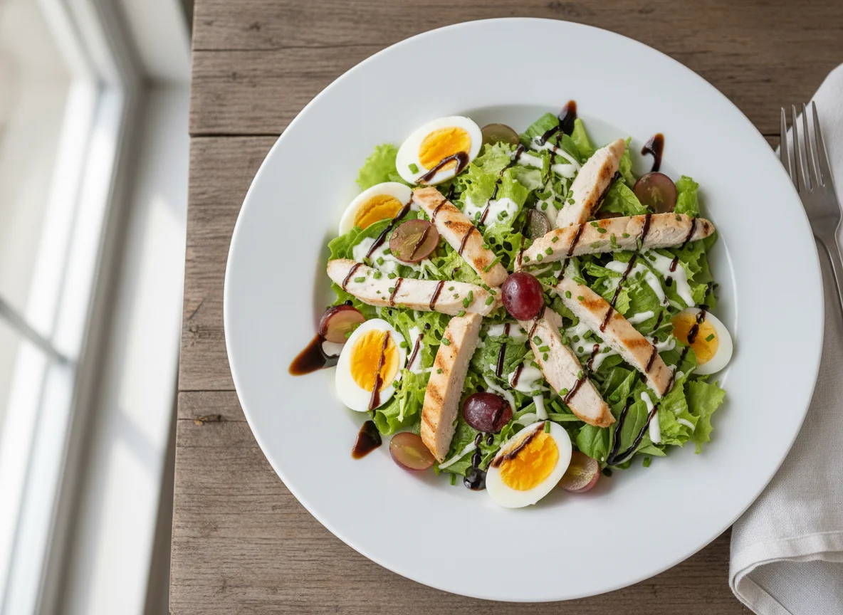 Hähnchensalat mit Ei und Trauben photo