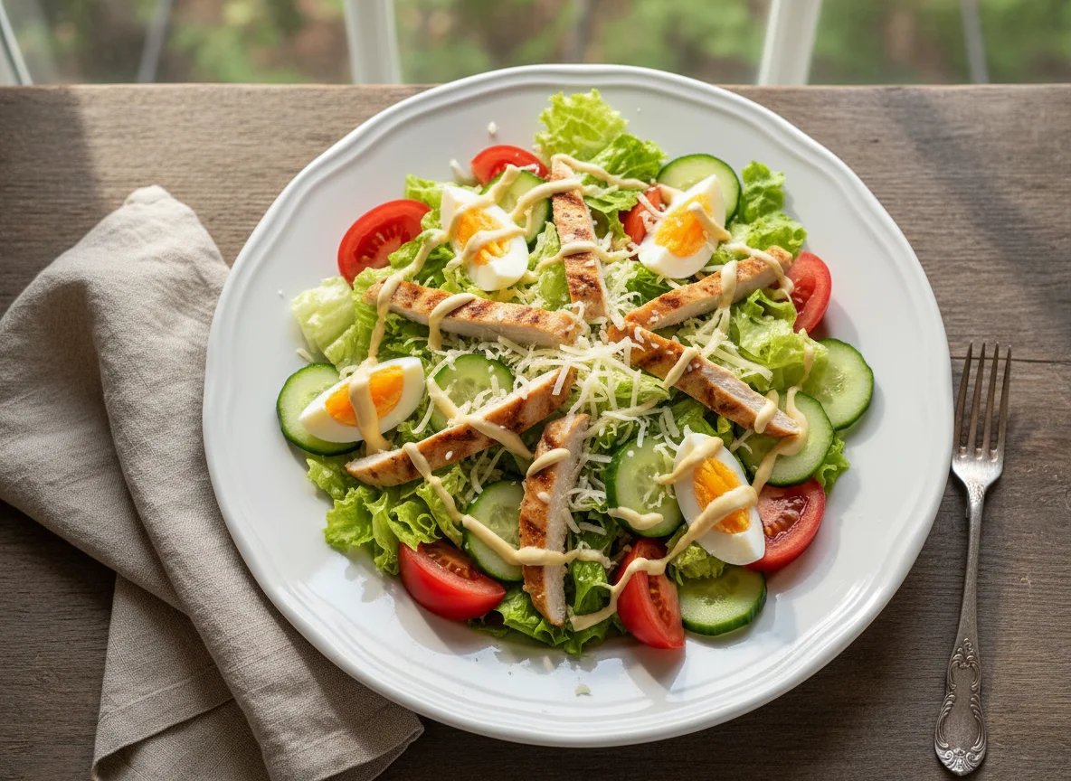 Hähnchensalat mit Ei photo