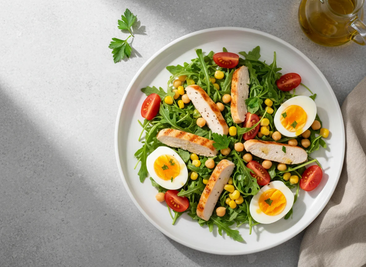 Hähnchensalat mit Eiern photo