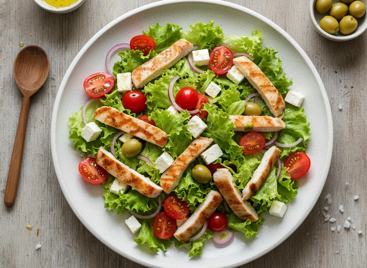 Hähnchensalat mit Feta und Oliven photo