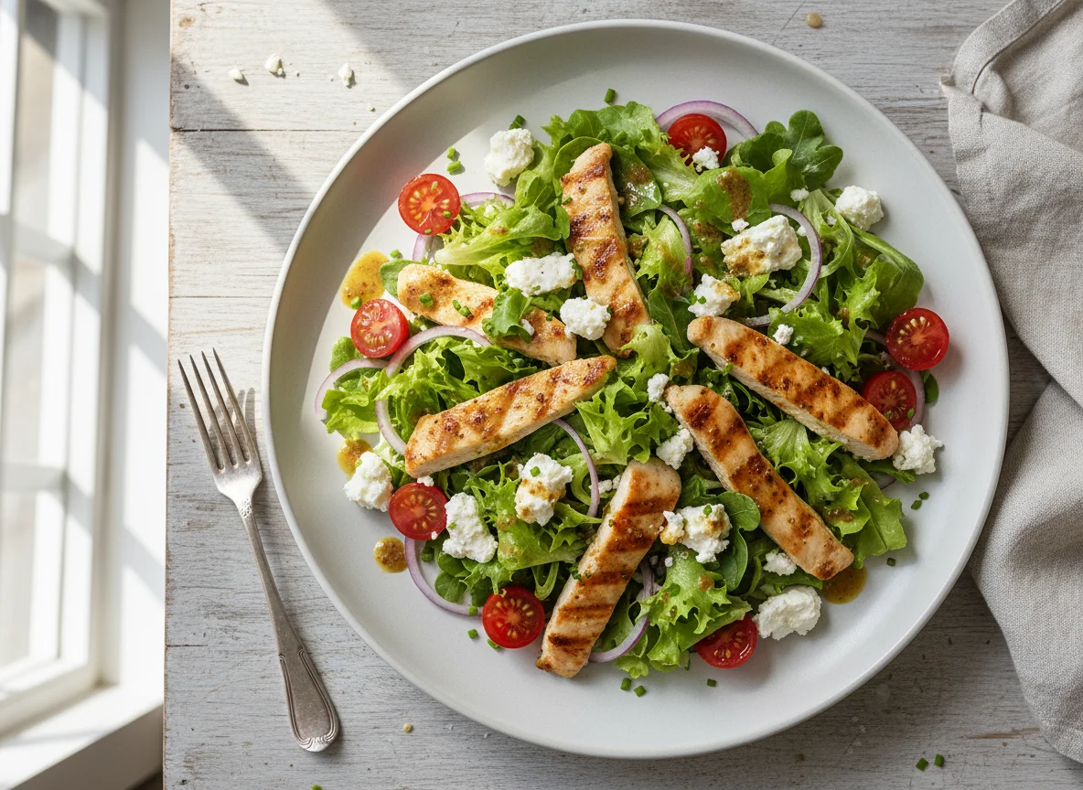Hähnchensalat mit Feta und Vinaigrette photo