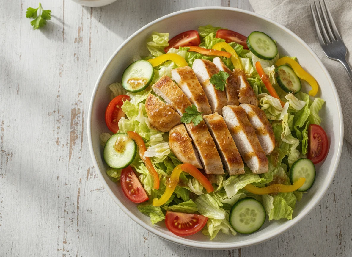 Hähnchen-Salat mit gemischtem Gemüse photo