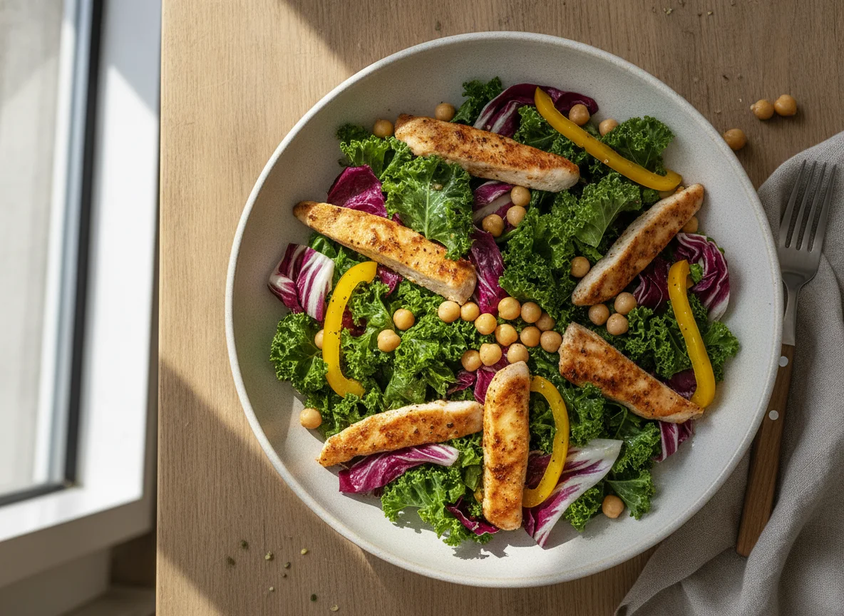 Hähnchensalat mit Grünkohl und Radicchio photo