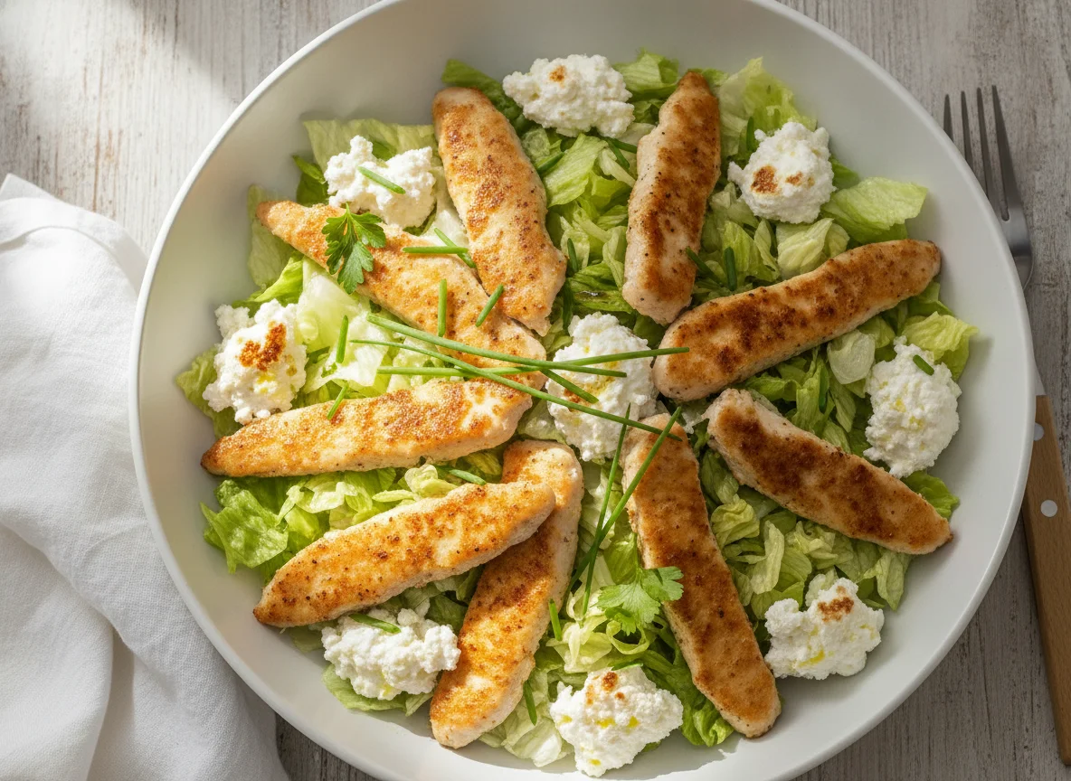 Hähnchen-Salat mit Hüttenkäse photo