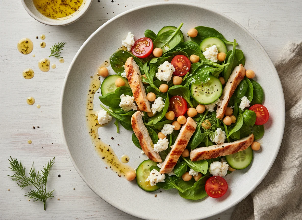 Hähnchensalat mit Kichererbsen und Feta photo