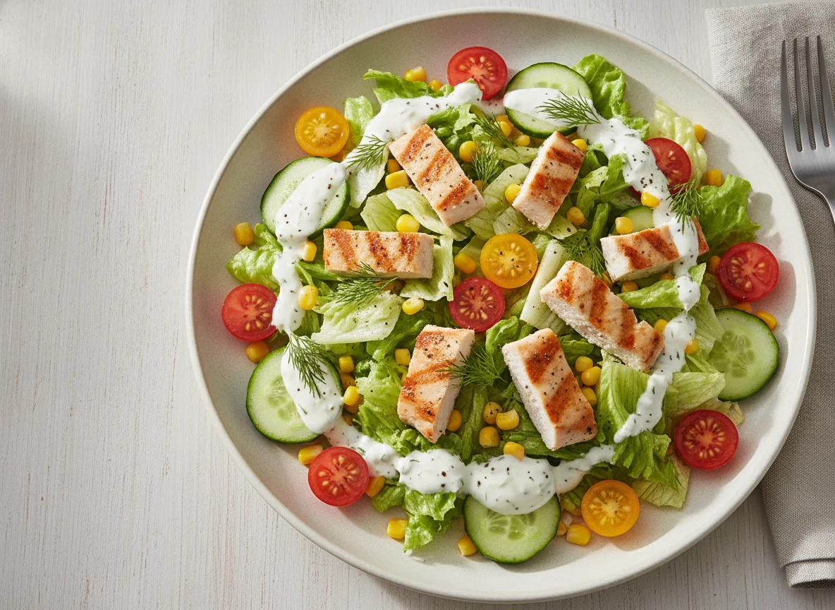 Hähnchen-Salat mit Mais und Tomaten photo